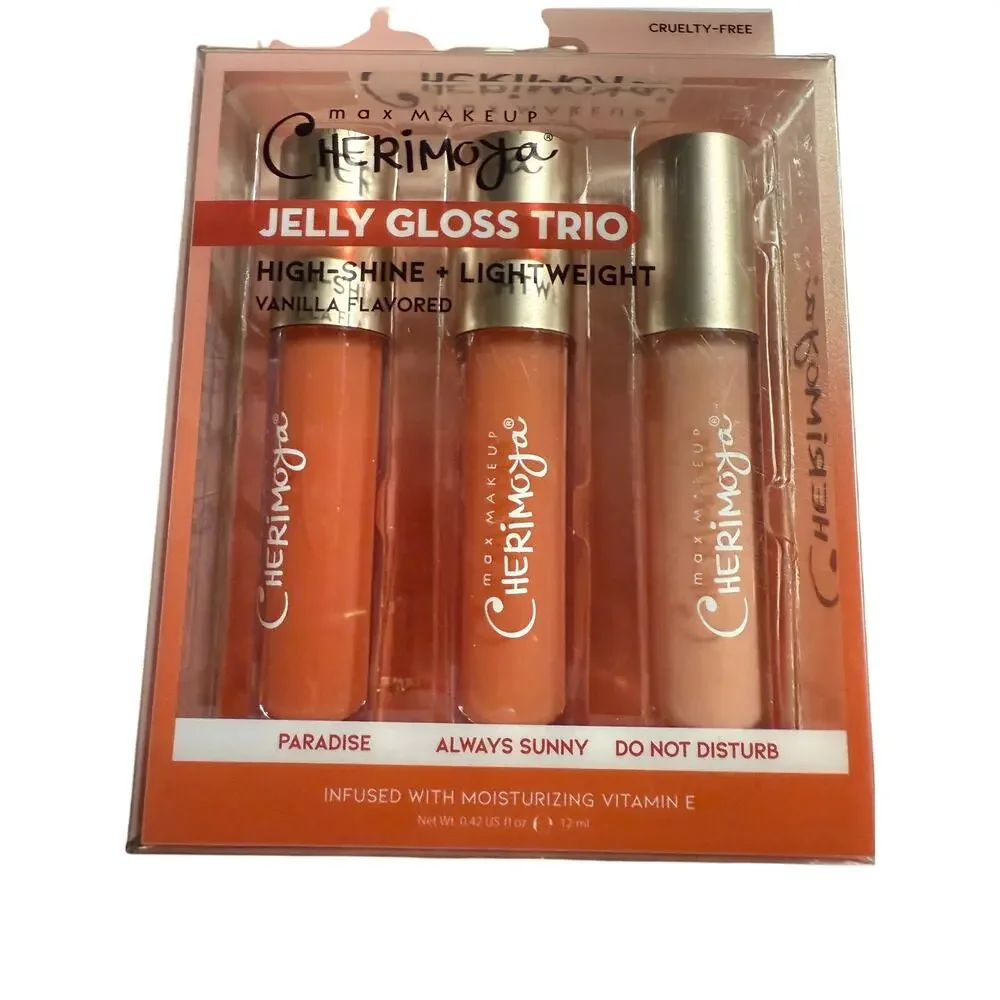 Max Makeup Cherimoya Jelly Gloss Trio, High Shine, Vanilla Flavored, NWT